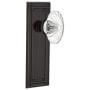 Nostalgic Warehouse Oval Fluted Crystal Solid Brass Privacy Door Knob Set with Mission Rose and 2-3/4" Backset Timeless Bronze
