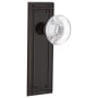 Nostalgic Warehouse Round Clear Crystal Solid Brass Privacy Door Knob Set with Mission Rose and 2-3/4" Backset Timeless Bronze