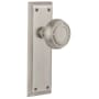 Nostalgic Warehouse Mission Solid Brass Privacy Door Knob Set with New York Rose and 2-3/4" Backset Satin Nickel