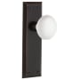 Nostalgic Warehouse White Porcelain Solid Brass Privacy Door Knob Set with New York Rose and 2-3/4" Backset Timeless Bronze