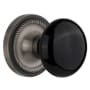 Nostalgic Warehouse Black Porcelain Solid Brass Privacy Door Knob Set with Rope Rose and 2-3/4" Backset Antique Pewter