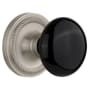Nostalgic Warehouse Black Porcelain Solid Brass Privacy Door Knob Set with Rope Rose and 2-3/4" Backset Satin Nickel