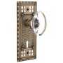 Nostalgic Warehouse Vintage Oval Clear Crystal Privacy Door Knob Set with Solid Brass Long Craftsman Plate, Keyhole and 2-3/4" Backset Antique Brass
