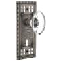 Nostalgic Warehouse Vintage Oval Clear Crystal Privacy Door Knob Set with Solid Brass Long Craftsman Plate, Keyhole and 2-3/4" Backset Antique Pewter