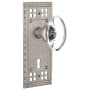Nostalgic Warehouse Vintage Oval Clear Crystal Privacy Door Knob Set with Solid Brass Long Craftsman Plate, Keyhole and 2-3/4" Backset Satin Nickel