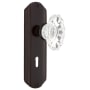 Nostalgic Warehouse Vintage Chateau Fluted Crystal Privacy Door Knob Set with Solid Brass Art Deco Plate, Keyhole and 2-3/4" Backset Timeless Bronze