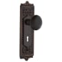 Nostalgic Warehouse Vintage Black Porcelain Privacy Door Knob Set with Victorian Brass Egg and Dart Plate, Keyhole and 2-3/4" Backset Timeless Bronze