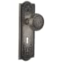 Nostalgic Warehouse Craftsman Solid Brass Privacy Door Knob Set with Meadows Rose, Keyhole and 2-3/4" Backset Antique Pewter