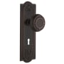 Nostalgic Warehouse Mission Solid Brass Privacy Door Knob Set with Meadows Rose, Keyhole and 2-3/4" Backset Timeless Bronze