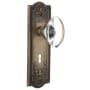 Nostalgic Warehouse Vintage Oval Egg Clear Crystal Privacy Door Knob Set with Solid Brass Meadows Rose, Keyhole and 2-3/4" Backset Antique Brass