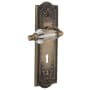Nostalgic Warehouse Vintage Parlor Crystal Lever Privacy Lever Set with Solid Brass Meadows Rose, Keyhole and 2-3/4" Backset Antique Brass