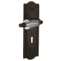 Nostalgic Warehouse Vintage Parlor Crystal Lever Privacy Lever Set with Solid Brass Meadows Rose, Keyhole and 2-3/4" Backset Oil-Rubbed Bronze