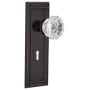 Nostalgic Warehouse Vintage Fluted Crystal Privacy Door Knob Set with Solid Brass Mission Style Back Plate, Keyhole and 2-3/4" Backset Timeless Bronze