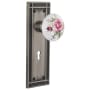 Nostalgic Warehouse Rose Porcelain Solid Brass Privacy Door Knob Set with Mission Rose, Keyhole and 2-3/4" Backset Antique Pewter