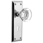 Nostalgic Warehouse Round Clear Crystal Solid Brass Privacy Door Knob Set with New York Rose, Keyhole and 2-3/4" Backset Bright Chrome