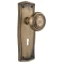 Nostalgic Warehouse Deco Solid Brass Privacy Door Knob Set with Prairie Rose, Keyhole and 2-3/4" Backset Antique Brass