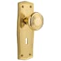 Nostalgic Warehouse Deco Solid Brass Privacy Door Knob Set with Prairie Rose, Keyhole and 2-3/4" Backset Unlacquered Brass