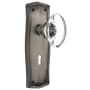 Nostalgic Warehouse Vintage Oval Egg Crystal Privacy Door Knob Set with Prairie Rose, Keyhole and 2-3/4" Backset Antique Pewter