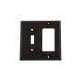 Nostalgic Warehouse New York Vintage 2 Gang Single Toggle and Single Rocker Light Switch Wall Cover Plate - GFI Timeless Bronze