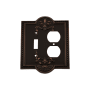 Nostalgic Warehouse Meadows Victorian Vintage 2 Gang Single Toggle and Duplex Outlet Wall Plate Cover Timeless Bronze