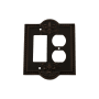 Nostalgic Warehouse Meadows Victorian Vintage 2 Gang Combination Wall Plate - 1 Single Rocker and 1 Duplex Outlet GFI Wall Cover Timeless Bronze
