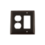 Nostalgic Warehouse Deco Antique Vintage 2 Gang Combination Wall Plate - 1 Single Rocker and 1 Duplex Outlet GFI Wall Cover Timeless Bronze