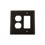 Nostalgic Warehouse Rope Antique Vintage 2 Gang Combination Wall Plate - 1 Single Rocker and 1 Duplex Outlet GFI Wall Cover Timeless Bronze