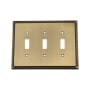 Nostalgic Warehouse Rope Antique Vintage 3 Gang Triple Toggle Light Switch Wall Cover Plate Antique Brass