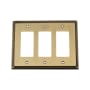 Nostalgic Warehouse Rope Antique Vintage 3 Gang Triple Rocker Light Switch Plate Wall Cover - GFI Antique Brass