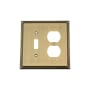 Nostalgic Warehouse Rope Single Antique Vintage Combo 2 Gang Single Toggle and Duplex Outlet Wall Plate Antique Brass