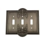 Nostalgic Warehouse Meadows Victorian Vintage 3 Gang Triple Toggle Light Switch Wall Cover Plate Antique Pewter