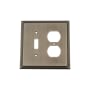 Nostalgic Warehouse Rope Single Antique Vintage Combo 2 Gang Single Toggle and Duplex Outlet Wall Plate Antique Pewter