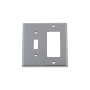 Nostalgic Warehouse New York Vintage 2 Gang Single Toggle and Single Rocker Light Switch Wall Cover Plate - GFI Bright Chrome