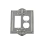 Nostalgic Warehouse Meadows Victorian Vintage 2 Gang Combination Wall Plate - 1 Single Rocker and 1 Duplex Outlet GFI Wall Cover Bright Chrome