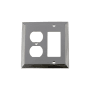 Nostalgic Warehouse Deco Antique Vintage 2 Gang Combination Wall Plate - 1 Single Rocker and 1 Duplex Outlet GFI Wall Cover Bright Chrome