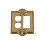 Nostalgic Warehouse Meadows Victorian Vintage 2 Gang Combination Wall Plate - 1 Single Rocker and 1 Duplex Outlet GFI Wall Cover Polished Brass