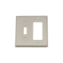 Nostalgic Warehouse New York Vintage 2 Gang Single Toggle and Single Rocker Light Switch Wall Cover Plate - GFI Satin Nickel