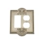Nostalgic Warehouse Meadows Victorian Vintage 2 Gang Combination Wall Plate - 1 Single Rocker and 1 Duplex Outlet GFI Wall Cover Satin Nickel