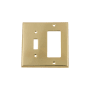 Nostalgic Warehouse New York Vintage 2 Gang Single Toggle and Single Rocker Light Switch Wall Cover Plate - GFI Unlacquered Brass