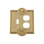 Nostalgic Warehouse Meadows Victorian Vintage 2 Gang Single Toggle and Duplex Outlet Wall Plate Cover Unlacquered Brass