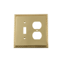Nostalgic Warehouse Rope Single Antique Vintage Combo 2 Gang Single Toggle and Duplex Outlet Wall Plate Unlacquered Brass