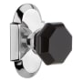 Nostalgic Warehouse Cottage Solid Brass Rose Passage Door Knob Set with Black Waldorf Knob and 2-3/8" Backset Bright Chrome