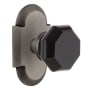 Nostalgic Warehouse Cottage Solid Brass Rose Passage Door Knob Set with Black Waldorf Knob and 2-3/4" Backset Antique Pewter