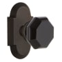 Nostalgic Warehouse Cottage Solid Brass Rose Passage Door Knob Set with Black Waldorf Knob and 2-3/4" Backset Oil-Rubbed Bronze