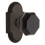 Nostalgic Warehouse Cottage Solid Brass Rose Passage Door Knob Set with Black Waldorf Knob and 2-3/8" Backset Oil-Rubbed Bronze