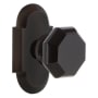 Nostalgic Warehouse Cottage Solid Brass Rose Passage Door Knob Set with Black Waldorf Knob and 2-3/8" Backset Timeless Bronze