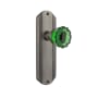 Nostalgic Warehouse Deco Solid Brass Rose Passage Door Knob Set with Emerald Crystal Knob and 2-3/4" Backset Antique Pewter