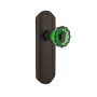 Nostalgic Warehouse Deco Solid Brass Rose Passage Door Knob Set with Emerald Crystal Knob and 2-3/4" Backset Oil-Rubbed Bronze