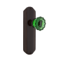Nostalgic Warehouse Deco Solid Brass Rose Passage Door Knob Set with Emerald Crystal Knob and 2-3/4" Backset Timeless Bronze