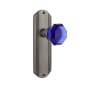Nostalgic Warehouse Deco Solid Brass Rose Passage Door Knob Set with Cobalt Waldorf Knob and 2-3/8" Backset Antique Pewter